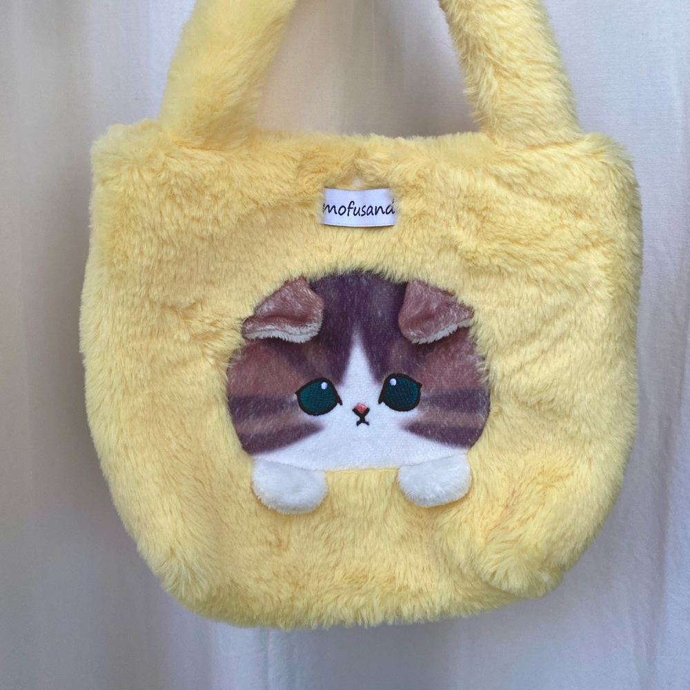 Mofusand cute yellow furry hand bag